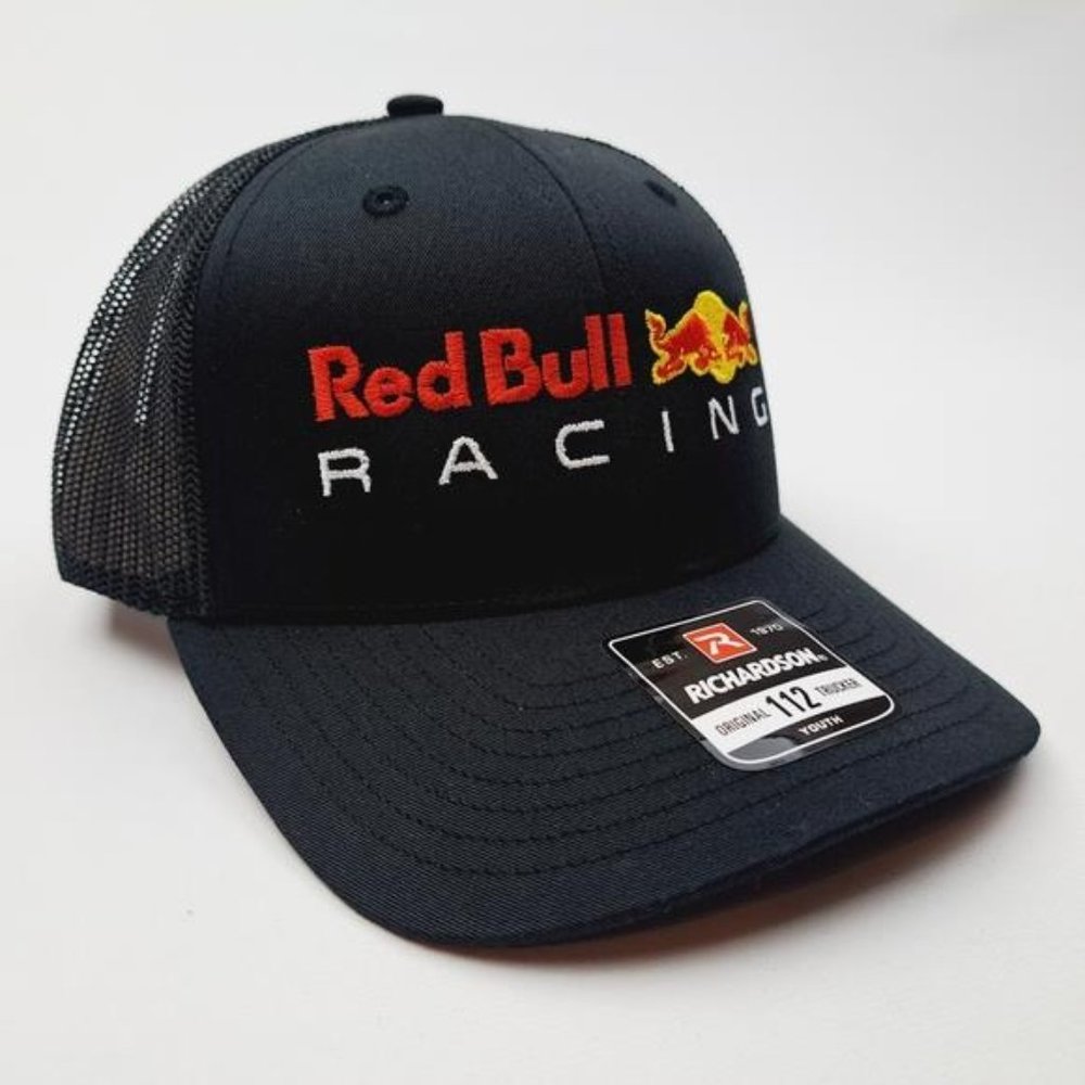 Embroidered Red Bull Richardson 112 Youth Trucker F1 Race Snapback Cap Hat Black - Picture 3 of 4